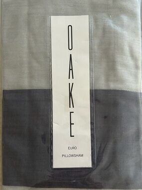 SET OF 2 - NEW OAKE Bedding 100% Cotton EURO Pillows Shams in Two-Tone Gray